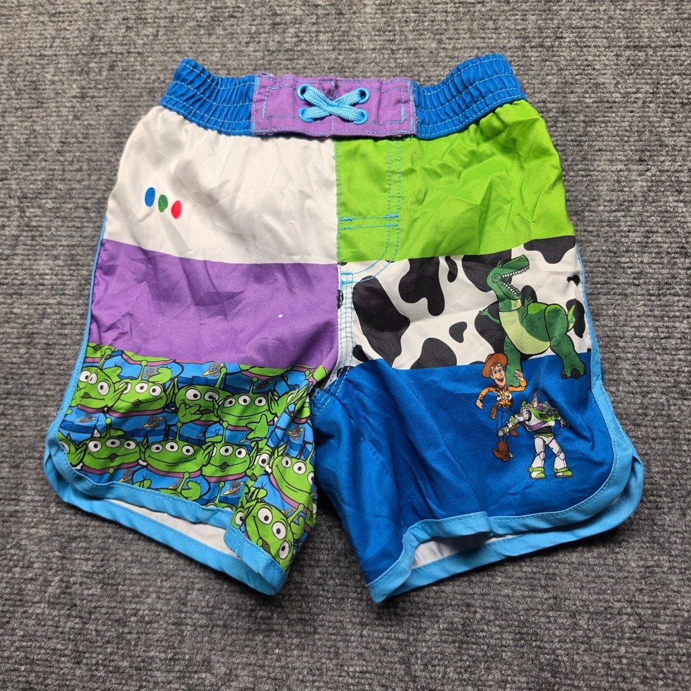 Disney Store Toy Story Swim Trunks Size 4 Boys Colorblock Woody Buzz Rex Aliens